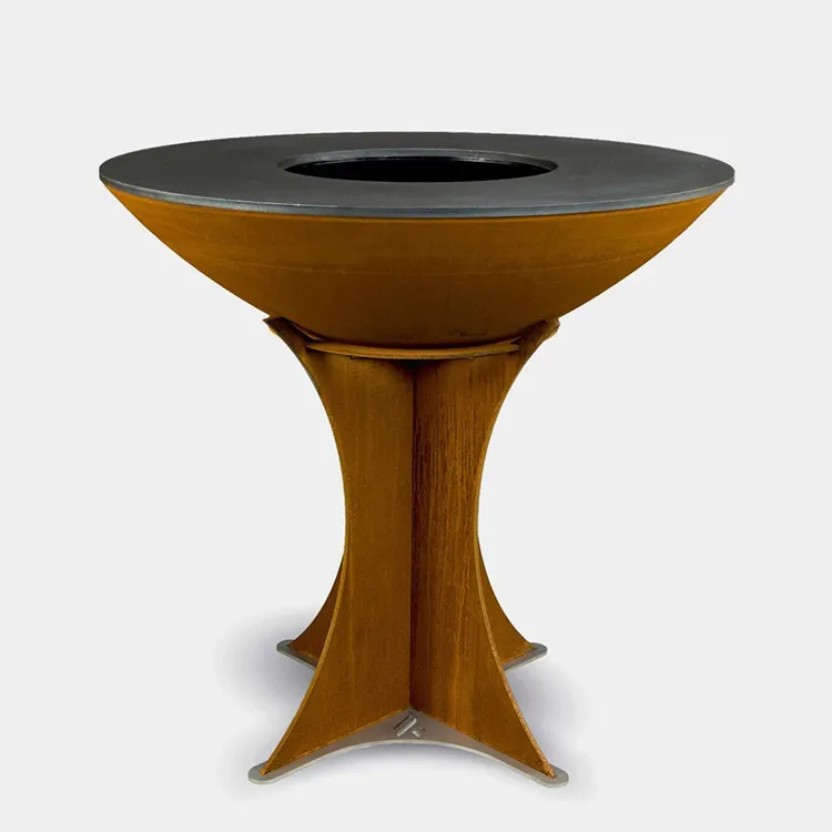 Corten Steel Ochiq yog'och barbekyu panjara