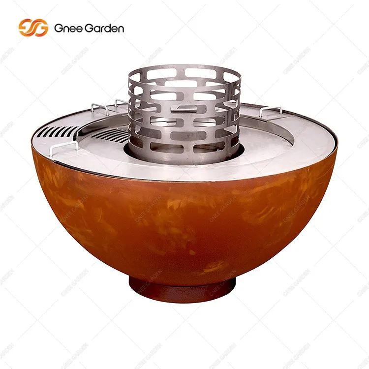 Corten temir yog'ochini yoqish uchun o't o'chirish bokka